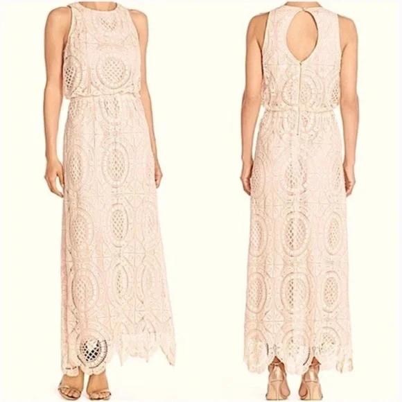 white christmas dresses Eliza J Blue/Nude Crochet Lace Overlay Dress- Size 14 – The Saved Collection